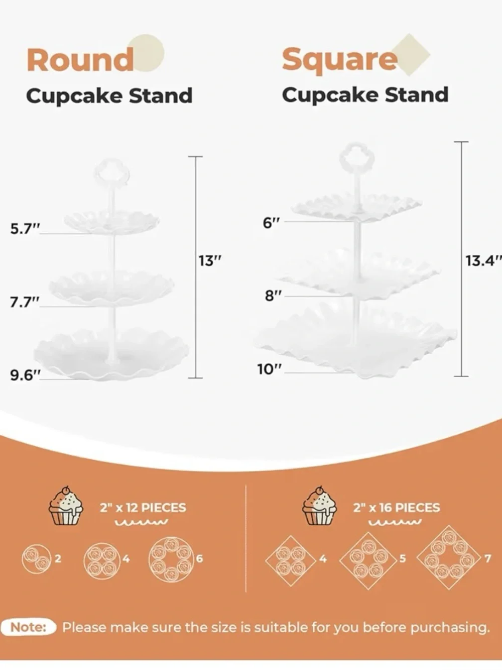 White Scalloped 3-Tier Dessert Stand & Tray Set for Parties